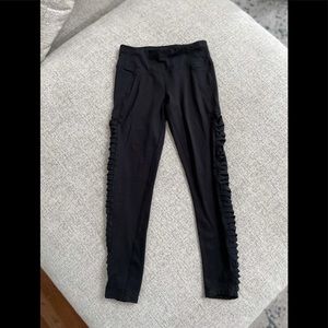 Betsey Johnson Black Leggings with Mesh Ruching